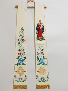 STUŁA KAPŁAŃSKA Z HAFTEM KASZUBSKIM I MATKĄ BOŻĄ WEJHEROWSKĄ